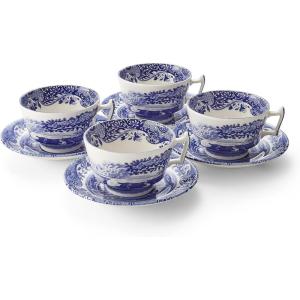 imageSpode Blue Italian Teacup and Saucer Set of 4Modern