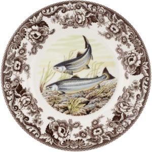 imageSpode Woodland Trout Dinner Plate  NatureInspired Fish Design with British Flowers Border 105quot Fine Earthenware Tableware  Dishwasher Microwave Freezer Oven Safe  Made in EnglandKing Salmon