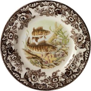 imageSpode Woodland Trout Dinner Plate  NatureInspired Fish Design with British Flowers Border 105quot Fine Earthenware Tableware  Dishwasher Microwave Freezer Oven Safe  Made in EnglandWalleye