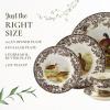 imageSpode Woodland 5Piece Thanksgiving Dinnerware Set  Porcelain Plates ampamp Teacup and Saucer Fall Dinnerware Collection  Microwave ampamp Dishwasher Safe  Elegant Autumn Tableware