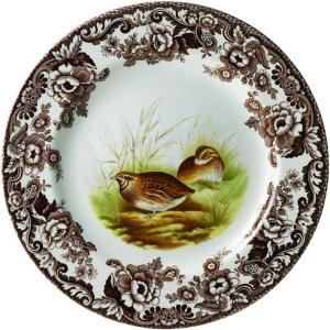 imageSpode Woodland Quail Salad Plate  Game Bird Design 8 Inch Fine Earthenware with British Flowers Border Dishwasher Microwave ampamp Warm Oven Safe to 225F  Made in England Wildlife Tableware
