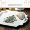 imageSpode Christmas Tree 125quot Square Handled Serving Platter  Porcelain Serving Plate for Holiday Snacks Appetizers Buffet Displays  Microwave ampamp Dishwasher Safe  Elegant Holiday Tableware