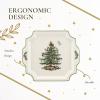 imageSpode Christmas Tree 125quot Square Handled Serving Platter  Porcelain Serving Plate for Holiday Snacks Appetizers Buffet Displays  Microwave ampamp Dishwasher Safe  Elegant Holiday Tableware