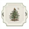 imageSpode Christmas Tree 125quot Square Handled Serving Platter  Porcelain Serving Plate for Holiday Snacks Appetizers Buffet Displays  Microwave ampamp Dishwasher Safe  Elegant Holiday Tableware