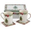imageSpode Christmas Tree Collection Mug and Coaster Set  5Piece Set  2022 Annual Tin Set  Measures at 9quot x 6quot x 35quot  Coffee and Tea Cup  Dishwasher Safe