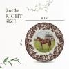 imageSpode Woodland American Quarter Horse Salad Plate  8 Inch Fine Earthenware with British Flowers Border Microwave Freezer ampamp Dishwasher Safe  Equestrian Country Tableware Made in EnglandThoroughbred Horse