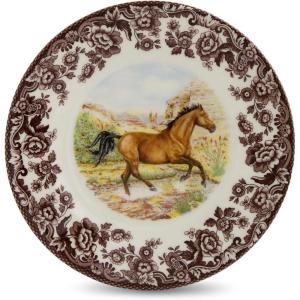 imageSpode Woodland American Quarter Horse Salad Plate  8 Inch Fine Earthenware with British Flowers Border Microwave Freezer ampamp Dishwasher Safe  Equestrian Country Tableware Made in EnglandAmerican Quarter Horse