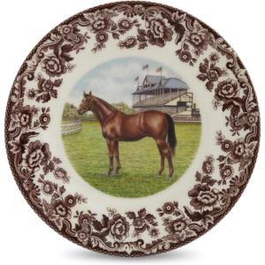 imageSpode Woodland American Quarter Horse Salad Plate  8 Inch Fine Earthenware with British Flowers Border Microwave Freezer ampamp Dishwasher Safe  Equestrian Country Tableware Made in EnglandThoroughbred Horse