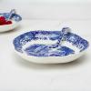 imageSpode Blue Italian 8 Inch Handled Tray  Elegant Decorative Serving Dish for Snacks Appetizers Fruit  Porcelain Presentation for Entertaining Table Displays