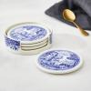 imageSpode Blue Italian Ceramic Coasters with Holder  Set of 4 Drink Coasters for Table Protection Porcelain Drinkware Essentials Featuring Scenic Italian Countryside Design 375 Inch