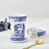 imageSpode Blue Italian Ceramic Coasters with Holder  Set of 4 Drink Coasters for Table Protection Porcelain Drinkware Essentials Featuring Scenic Italian Countryside Design 375 Inch