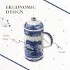 imageSpode Blue Italian Porcelain French Press with Stainless Steel Plunger  28 oz Cafetiere for Manual Coffee Brewing Coffee Cart Accessories Countertop Cafetiere Station Display  Dishwasher Safe