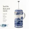 imageSpode Blue Italian Porcelain French Press with Stainless Steel Plunger  28 oz Cafetiere for Manual Coffee Brewing Coffee Cart Accessories Countertop Cafetiere Station Display  Dishwasher Safe
