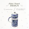 imageSpode Blue Italian Porcelain French Press with Stainless Steel Plunger  28 oz Cafetiere for Manual Coffee Brewing Coffee Cart Accessories Countertop Cafetiere Station Display  Dishwasher Safe
