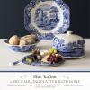imageSpode Blue Italian Porcelain Serving Platter with Dome  Elegant Dessert Tray for Cakes Pastries Cheese  Oriental Decor Serveware Dishwasher ampamp Microwave Safe Treat Display Tray