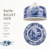 imageSpode Blue Italian Porcelain Serving Platter with Dome  Elegant Dessert Tray for Cakes Pastries Cheese  Oriental Decor Serveware Dishwasher ampamp Microwave Safe Treat Display Tray