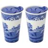 imageSpode Blue Italian 12oz Porcelain Travel Mug with Lid  Scenic Patterned Drinkware with Decorative Border  Portable Ceramic Coffee Cup for Brunch Tea OntheGo Hot Beverage Moments8 Ounces Pack of 2