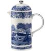 imageSpode Blue Italian Porcelain French Press with Stainless Steel Plunger  28 oz Cafetiere for Manual Coffee Brewing Coffee Cart Accessories Countertop Cafetiere Station Display  Dishwasher Safe