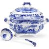 imageSpode Blue Italian Soup Tureen and Ladle Set  Covered Serving Dish for Soup  Made of Fine Porcelain  3 Quart Capacity  Dishwasher and Microwave Safe  BlueWhite
