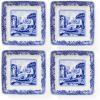 imageSpode Blue Italian Square Sauce Dishes  Set of 4 3Inch Porcelain Mini Serving Bowls with Intricate Scroll Border ampamp Scenic Motif  Decorative Tableware for Condiments ampamp AppetizersItalian