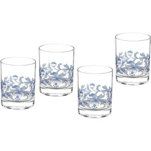 imagePortmeirion Spode Blue Italian Double OldFashioned Glass Tumblers Set of 414oz Short Cocktail Glasses with Scenic Rim Detailing ampamp Heritage Border  Ideal for Whiskey Spirits Iced Beverages