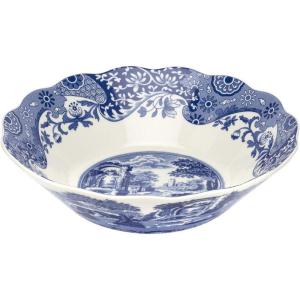 imageSpode Blue Italian 10Inch Daisy Bowl  Decorative Scalloped Edge Serving Bowl with Blue Countryside Design  Elegant Accent Tableware for Salads Fruit Sides in Classic Dinnerware Style