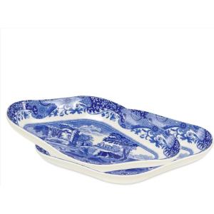 imageSpode Blue Italian Pickle Dish  85quot Porcelain Appetizer Tray with Scroll Border ampamp Countryside Artwork  Elegant Small Serving Piece for Entertaining ampamp Dining Displays  Great Gift for Collectors2