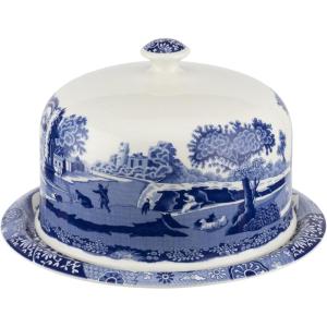 imageSpode Blue Italian Porcelain Serving Platter with Dome  Elegant Dessert Tray for Cakes Pastries Cheese  Oriental Decor Serveware Dishwasher ampamp Microwave Safe Treat Display Tray