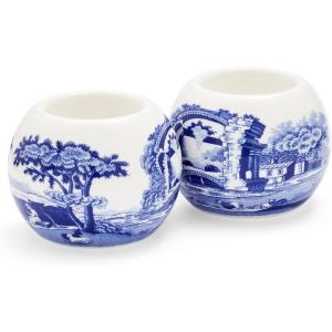 imageSpode Blue Italian Tealight Holders  Set of 2 Round Tealight Holders  Made of Fine Porcelain  4 Inch Candle Holders for Home Dcor and Housewarming Gift  Dishwasher Safe