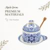 image:imageSpode Judaica Honey Pot with Wooden Drizzler  Blue amp White Porcelain Jar with Lid for Rosh Hashanah Jewish Holiday amp Table Decor  105 Oz Ceramic Jar for Honey Sugar Dip  Dishwasher Safe