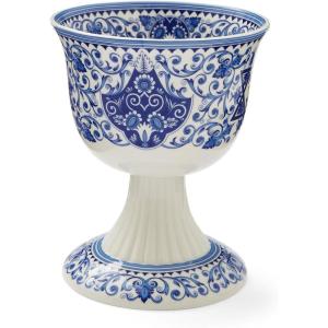 image:imageSpode Judaica Collection Kiddush Cup  Historic Floral amp Star of David Motif Hebrew Text Who Creates the Fruit of the Vine  6 Oz Fine Porcelain Wine Goblet for Sabbath Passover amp Jewish Holidays
