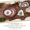 image:imageSpode Christmas Tree Tartan Dinner Plate Set of 4  105 Festive Holiday Tableware Colorful Christmas Dishes Tartan Plaid Border Fine Earthenware Microwave amp Dishwasher Safe Decorative Plate