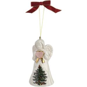 image:imageSpode Christmas Tree Angel Ornament Festive Holiday Bauble for Christmas Tree Earthenware Hanging Decoration with Red Ribbon for Easy Hanging Decorative Accent amp Keepsake Gift