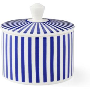 image:imageSpode Steccato Covered Sugar Bowl  10 Ounce Earthenware Container with Lid Cobalt Blue Striped Design Microwave Dishwasher Freezer amp Oven Safe  Ideal for Afternoon Tea amp Gifting