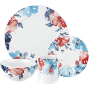 image:imageSpode Home Floral Breeze Dinnerware Set  16 Piece Dish Set with Floral Design  Service for 4  Made from Porcelain  Microwave and Dishwasher Safe