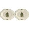 image:imageSpode Christmas Tree Octagonal Server  95 Inch Earthenware Serving Tray for Vegetables Chicken Holiday Dinners  Festive amp Versatile Christmas Tableware for Hosting Seasonal Gatherings275 H x 95 L x 95 W Pack of 2