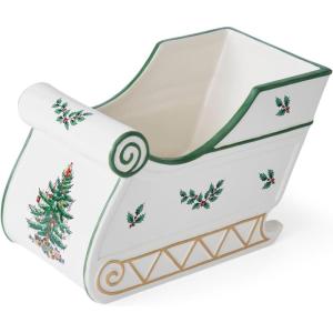 image:imageSpode Christmas Tree Figural Sleigh 75 Dolomite Decorative Holiday Sleigh for Christmas Table Decor Candy Holder Snack Dish  Holiday Serveware amp Festive Decorations