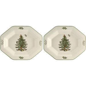 image:imageSpode Christmas Tree Octagonal Server  95 Inch Earthenware Serving Tray for Vegetables Chicken Holiday Dinners  Festive amp Versatile Christmas Tableware for Hosting Seasonal Gatherings275 H x 95 L x 95 W Pack of 2