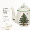 image:imageSpode Christmas Tree 32oz Teapot with Peppermint Candy Cane Handle  Earthenware Festive Holiday Serveware Brewing Warm Winter Drinks  Beautiful Addition To Your Festive Table