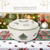 image:imageSpode Christmas Tree Round Covered Deep Casserole Dish 875 x 5  Festive Holiday Serveware amp Vintage Christmas Table Centerpiece  Fine Earthenware Classic Holiday Bakeware