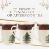 image:imageSpode Christmas Tree Tartan Mugs Set of 4  14 Ounce Festive Holiday Coffee Cups for Tea Hot Cocoa Coffee  Porcelain Mugs with Tartan Border Dishwasher amp Microwave Safe Holiday Drinkware