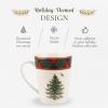 image:imageSpode Christmas Tree Tartan Mugs Set of 4  14 Ounce Festive Holiday Coffee Cups for Tea Hot Cocoa Coffee  Porcelain Mugs with Tartan Border Dishwasher amp Microwave Safe Holiday Drinkware