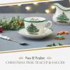 image:imageSpode Christmas Tree Teacup amp Saucer Set  7 Oz Earthenware Cup for Tea Coffee Cappuccino Espresso  Holly amp Mistletoe Holiday Accents  Holiday Collection Design for Gifting