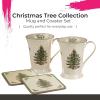 image:imageSpode Pimpernel 10 oz Mug amp Coaster Set  2 Porcelain Coffee Cups with Handles amp 2 Square 5mm CorkBacked Drink Mats Durable Heat amp Stain Resistant Table Accessories for Dining Kitchen amp HomeChristmas Tree Pimpernel