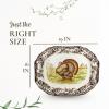 image:imageSpode Woodland 19 Octagonal Serving Platter Turkey Motif  Fine Porcelain Thanksgiving Dinnerware with British Flower Boarder for Holiday Feasts and Family Gatherings Microwave amp Dishwasher SafeTurkey