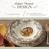 image:imageSpode Woodland Turkey Soup Plate  9 Fine Earthenware Bowl with British Flowers Border Versatile for Soup Pasta amp Salad  Dishwasher Microwave Oven amp Freezer Safe  Rustic Holiday Tableware