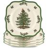 image:imageSpode Christmas Tree Scalloped Salad Plates Set of 4  HolidayThemed Stoneware Appetizer Plate  9 Inch Christmas Dinner Dish  Colorful Gifts amp Mistletoe Accents  Dishwasher amp Microwave Safe1 H x 9 L x 9 W