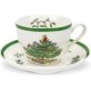 image:imageSpode Christmas Tree Teacup amp Saucer Set  7 Oz Earthenware Cup for Tea Coffee Cappuccino Espresso  Holly amp Mistletoe Holiday Accents  Holiday Collection Design for Gifting