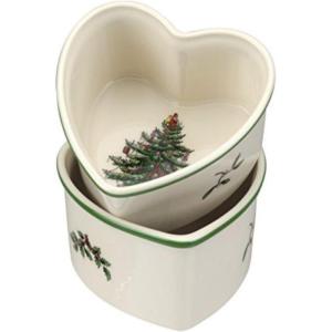 image:imageSpode Christmas Tree 35 Heart Ramekins Set of 2  Oven Safe Porcelain Ramekin Dishes for Souffl Crme Brle Custard  Microwave amp Dishwasher Safe Festive Dipping Cups Holiday Baking Set
