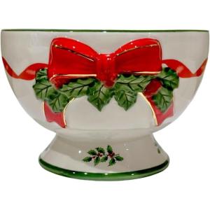 image:imageSpode Christmas Tree 6Inch Ribbon Nut Bowl  Decorative Serving Bowl for Candies Nuts Desserts  Ideal for Holiday Entertaining amp Festive Table Decor  Earthenware with Iconic Christmas Tree Design